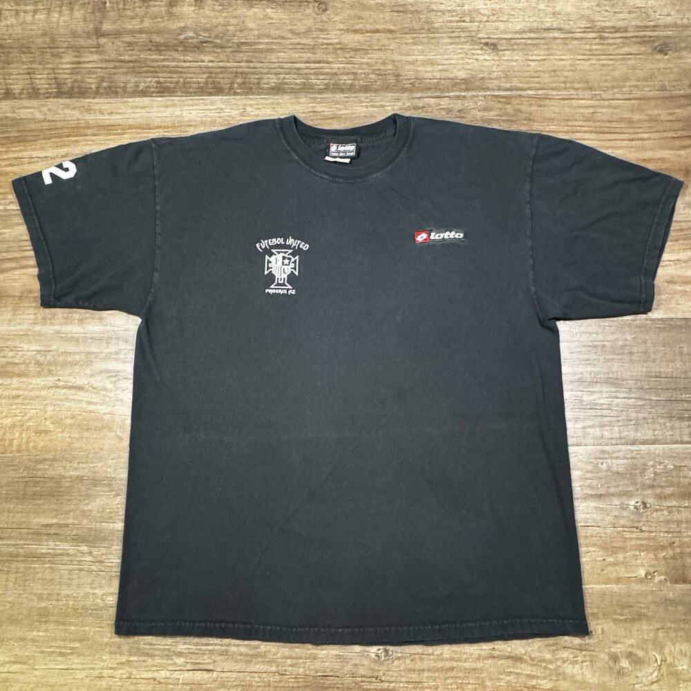Vintage Lotto Soccer T Shirt Men’s L Black Futbol United Project X2 Logo Tee